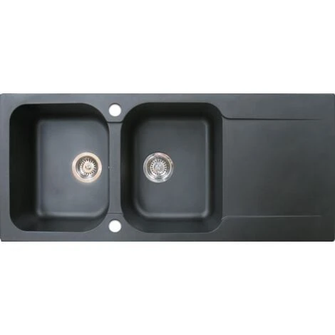 Lisse Lavello Reversibile 2 Vasche 1 Sgocciolatoio In Resina Nera 1 Lisse Lavello Reversibile 2 Vasche 1 Sgocciolatoio In Resina Nera