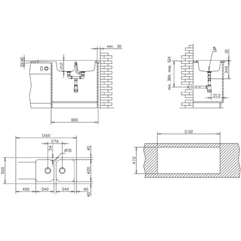 Lisse Lavello Reversibile 2 Vasche 1 Sgocciolatoio In Resina Nera 3 Lisse Lavello Reversibile 2 Vasche 1 Sgocciolatoio In Resina Nera - immagine 3