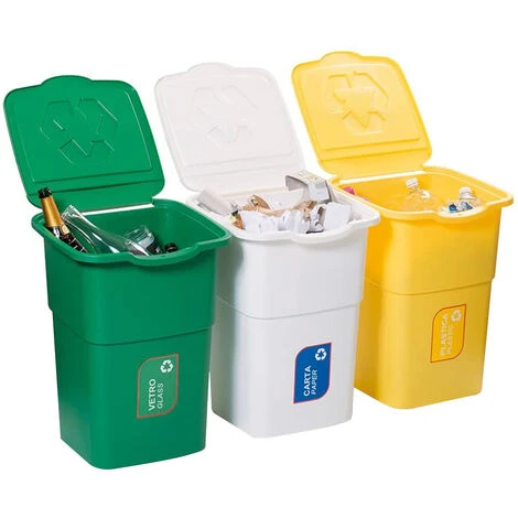 Pattumiera Eco 3 Pezzi Per Raccolta Differenziata 1 Pattumiera Eco 3 Pezzi Per Raccolta Differenziata