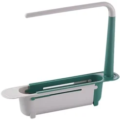 Scaffale Per Lavello Telescopico Lavelli Da Cucina Organizer Porta Sapone Spugna Per Asciugamano (verde)