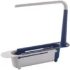 Scaffale Telescopico Lavello Da Cucina Organizer Porta Spugna Per Sapone Asciugamano (blu)