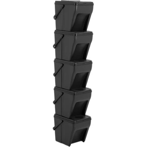 Bidoni Raccolta Differenziata Contenitori Per Rifiuti 5 X 25 L Neri 1 Bidoni Raccolta Differenziata Contenitori Per Rifiuti 5 X 25 L Neri