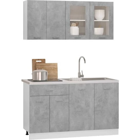Nova Set Da 4 Mobili Da Cucina Con Pensili Disponibile In Vari Colori Design Moderno Colore : Grigio Cemento 3 Nova Set Da 4 Mobili Da Cucina Con Pensili Disponibile In Vari Colori Design Moderno Colore : Grigio Cemento - immagine 3