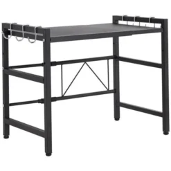 Estensibile Mensola Microonde Scaffale Da Cucina Cremagliera Del Forno Ripiano Salvaspazio Cucina Rack Portapiatti Da Cucina Scaffale Per Forno Supporto Per Spezie Con Ganci Nero