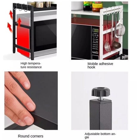 Estensibile Mensola Microonde Scaffale Da Cucina Cremagliera Del Forno Ripiano Salvaspazio Cucina Rack Portapiatti Da Cucina Scaffale Per Forno Supporto Per Spezie Con Ganci Nero 3 Estensibile Mensola Microonde Scaffale Da Cucina Cremagliera Del Forno Ripiano Salvaspazio Cucina Rack Portapiatti Da Cucina Scaffale Per Forno Supporto Per Spezie Con Ganci Nero - immagine 3
