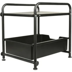 DYHF Organizzatore Armadietto Sottolavello, Ripiano Estraibile Per Organizer, Cestino Portaoggetti Con Cassetto Portaoggetti Scorrevole 37x31x38cm Nero