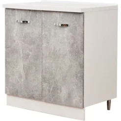 Mobile Base Per Cucina Componibile Colore Grigio Cemento Con 2 Ante 2 Scomparti