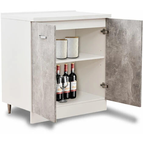 Mobile Base Per Cucina Componibile Colore Grigio Cemento Con 2 Ante 2 Scomparti 5 Mobile Base Per Cucina Componibile Colore Grigio Cemento Con 2 Ante 2 Scomparti - immagine 5