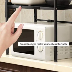 DYHF Mensola Microonde Allungabile Griglia Per Forno A Microonde Rastrelliera Per Forno A Microonde A 3 Ripiani Con Ganci Scaffale Salvaspazio De Cucina 40-64x36.5x78cm Nero -Wenko Negozio 78411982 5