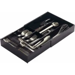 Yamazaki Tower Extended&Slide Portaposate, Acciaio, Nero