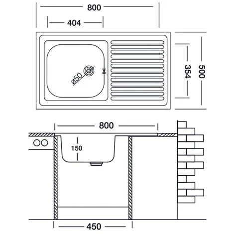 Lavello Cucina Vasca Con Gocciolatoio Dx In Acciaio Da Appoggio 50x80 Cm 4 Lavello Cucina Vasca Con Gocciolatoio Dx In Acciaio Da Appoggio 50x80 Cm - immagine 4
