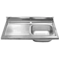 Lavello Cucina Vasca Con Gocciolatoio Sx In Acciaio Da Appoggio 50x80 Cm -Wenko Negozio 7970396 3