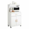 SoBuy Mobile Microonde Credenza Cucina Con Route, Bianco, FSB12-W