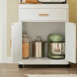 SoBuy Mobile Microonde Credenza Cucina Con Route, Bianco, FSB12-W -Wenko Negozio 7986043 3