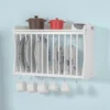 SoBuy Porta Piatti Organizer Cucina, Piattaia Shabby Da Parete Bianco FRG275-W
