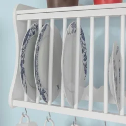 SoBuy Porta Piatti Organizer Cucina, Piattaia Shabby Da Parete Bianco FRG275-W 9 SoBuy Porta Piatti Organizer Cucina, Piattaia Shabby Da Parete Bianco FRG275-W -Wenko Negozio 7986056 5