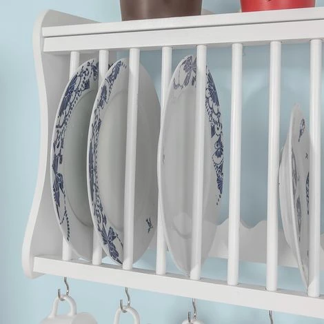 SoBuy Porta Piatti Organizer Cucina, Piattaia Shabby Da Parete Bianco FRG275-W 5 SoBuy Porta Piatti Organizer Cucina, Piattaia Shabby Da Parete Bianco FRG275-W - immagine 5