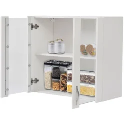 Pensile Da Cucina Armadio Sospeso Con Vetro Da Parete Mobiletto Colore Bianco 8 Pensile Da Cucina Armadio Sospeso Con Vetro Da Parete Mobiletto Colore Bianco -Wenko Negozio 80328168 4