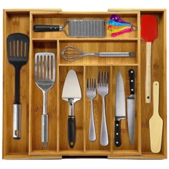 DYHF Portaposate In Bambù Estensibile, Porta Posate In Bambù, Portaposate Da Cassetto In Bambù 43-50x45x5cm -Wenko Negozio 80412020 4