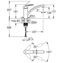 Grohe Eurosmart, Miscelatore Monocomando Lavello, Cromato (33281003) -Wenko Negozio 81498056 5