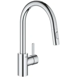 Grohe Eurosmart Cosmopolitan, Miscelatore Cucina Monocomando Con Doccetta Estraibile A 2 Getti, Collo D’oca, Cromato (31481001)