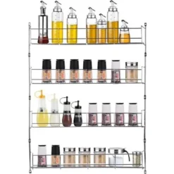 None Organizer Portaspezie Autoadesivo Comodi Contenitori Spezie Da Cucina A 4 Ripiani Porta Spezie Da Appendere Metallo