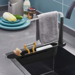 Porta Spugna Per Lavello Da Cucina, Organizer Per Lavello, Porta Spugna Telescopico Per Riporre Il Lavello, Adatto Per Lavello Da 32-45 Cm (nero) -Wenko Negozio 82753421 3
