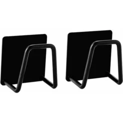 Set Di 2 Porta Spugne Autoadesive Per Cucina, Montaggio Senza Fori, Acciaio Inossidabile, Antiruggine E Impermeabile, Nero