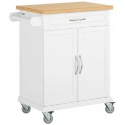 SoBuy Carrello Cucina,Credenza Cucina,Mobile Cucina Con Route,Bianco FKW13-W