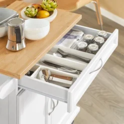 SoBuy Carrello Cucina,Credenza Cucina,Mobile Cucina Con Route,Bianco FKW13-W -Wenko Negozio 8341167 3