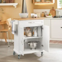 SoBuy Carrello Cucina,Credenza Cucina,Mobile Cucina Con Route,Bianco FKW13-W -Wenko Negozio 8341167 4