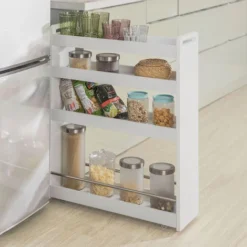 SoBuy Carrellino Salvaspazio Cucina O Bagno, Con 4 Ripiani E Route,NSR01-W