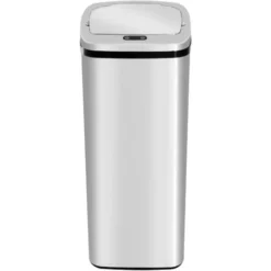 HomCom Cestino Dei Rifiuti Rettangolare In Acciaio Inox Con Sensore A Infrarossi, 50L