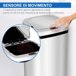 HomCom Cestino Dei Rifiuti Rettangolare In Acciaio Inox Con Sensore A Infrarossi, 50L -Wenko Negozio 8356290 5
