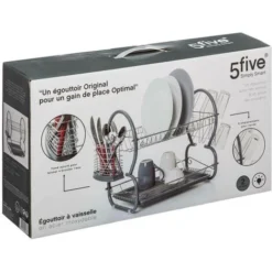 Scolapiatti In Metallo A 2 Livelli Con Vassoio Grigio - Scolapiatti, Metallo E Plastica, Dimensioni 43x24,5x38 Cm - 5 Five Simply Smart -Wenko Negozio 83773536 2