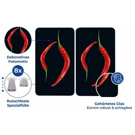 Coprifuochi Vetro Universale Pepperoni Duo, Set 2 Pezzi WENKO 5 Coprifuochi Vetro Universale Pepperoni Duo, Set 2 Pezzi WENKO - immagine 5