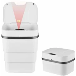 Bidone Della Spazzatura Con Sensore Di Movimento A Infrarossi Senza Contatto Automatico Bidone Della Spazzatura Pieghevole A 3 Strati Max. Batteria AA Da 9,5 Litri Alimentata A Batteria (batteria Non