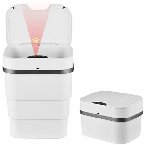 Bidone Della Spazzatura Con Sensore Di Movimento A Infrarossi Senza Contatto Automatico Bidone Della Spazzatura Pieghevole A 3 Strati Max. Batteria AA Da 9,5 Litri Alimentata A Batteria (batteria Non 1 Bidone Della Spazzatura Con Sensore Di Movimento A Infrarossi Senza Contatto Automatico Bidone Della Spazzatura Pieghevole A 3 Strati Max. Batteria AA Da 9,5 Litri Alimentata A Batteria (batteria Non