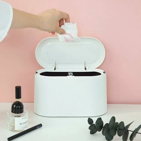 Mini Pattumiera Da Banco, Pressa, Coperchio Del Bidone Della Spazzatura, Porta Trucchi, Toeletta, Bagno, Cucina, Auto, Scrivania (bianco Trasparente) 2 Mini Pattumiera Da Banco, Pressa, Coperchio Del Bidone Della Spazzatura, Porta Trucchi, Toeletta, Bagno, Cucina, Auto, Scrivania (bianco Trasparente) - immagine 2