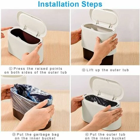 Mini Pattumiera Da Banco, Pressa, Coperchio Del Bidone Della Spazzatura, Porta Trucchi, Toeletta, Bagno, Cucina, Auto, Scrivania (bianco Trasparente) 5 Mini Pattumiera Da Banco, Pressa, Coperchio Del Bidone Della Spazzatura, Porta Trucchi, Toeletta, Bagno, Cucina, Auto, Scrivania (bianco Trasparente) - immagine 5