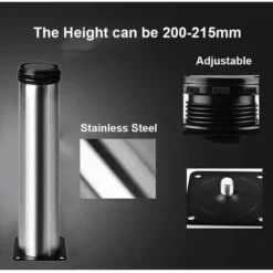 Confezioni Piedini Regolabili Da Cucina In Acciaio Inossidabile Altezza 200 Mm Gambe Mobili Rotondi 2 Dia Gambe Per Mobili Tavolo Gambe In Metallo - Altezza Regolabile (Totale: 200-215 Mm) -Wenko Negozio 85904267 3