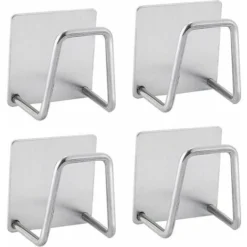 Set Di 4 Porta Spugne Da Cucina Autoadesivi, Fissaggio Senza Trapano, Acciaio Inossidabile, Antiruggine E Impermeabile, Argento GTA