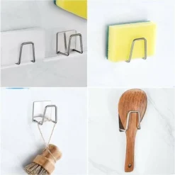 Set Di 4 Porta Spugne Da Cucina Autoadesivi, Fissaggio Senza Trapano, Acciaio Inossidabile, Antiruggine E Impermeabile, Argento GTA -Wenko Negozio 86164331 4