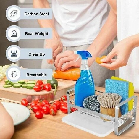 Porta Spugna Per Lavello Da Cucina, Organizer Per Lavello Porta Spugna Per Lavello Da Cucina Con Vassoio Di Scarico Organizzatore Per Lavello Da Cucina In Acciaio Inossidabile 18 X 10 X 8 Cm 3 Porta Spugna Per Lavello Da Cucina, Organizer Per Lavello Porta Spugna Per Lavello Da Cucina Con Vassoio Di Scarico Organizzatore Per Lavello Da Cucina In Acciaio Inossidabile 18 X 10 X 8 Cm - immagine 3