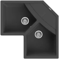 Lavello Angolare Elleci Incasso Unico Corner Granitek Antracite LGUCOR59
