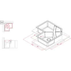 Lavello Angolare Elleci Incasso Unico Corner Granitek Antracite LGUCOR59 -Wenko Negozio 86497076 3