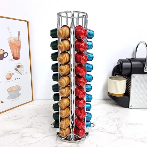 Portacapsule Per Caffè, Portacapsule Con Dispenser Rotante Per 60 Capsule, Scaffali Portacapsule, Gamma Di Capsule Girevoli A 360 Gradi, Cromo, Elegante Ed Elegante 5 Portacapsule Per Caffè, Portacapsule Con Dispenser Rotante Per 60 Capsule, Scaffali Portacapsule, Gamma Di Capsule Girevoli A 360 Gradi, Cromo, Elegante Ed Elegante - immagine 5