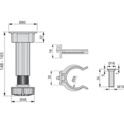 Emuca 2032317 Piedino Regolabile Per Cucina O Bagno Con Accessori, Nero, H 150 Mm, Set Di 4 Pezzi -Wenko Negozio 86630177 5