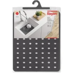 Rayen 32 X 41 Cm Tappeto Protettivo Per Lavello Protegge Le Stoviglie Fori Di Drenaggio Proteggere Il Lavandino Ante-Slip, Gomma, Grigio