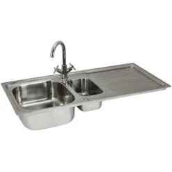 KuKoo - Lavandino Da Cucina In Acciaio Inossidabile 105cm X 50cm Con Rubinetto Victoria